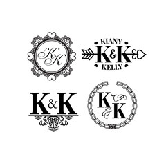 Wedding monogram logo collection. Vector illustration.