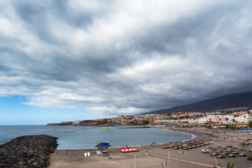 Fototapeta na wymiar Atlantic ocean coast in Costa Adeje city on Tenerife island, Canary islands, Spain.