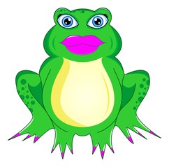 Frosch Frau mit rosa lippen und lackierten fußnägel auf isolierten weißen hintergrund als vektor