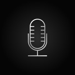 Mic vector silver line icon. Retro microphone concept symbol