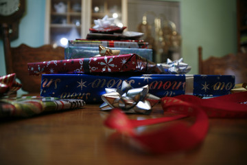 Stack of Colorful Christmas Gifts
