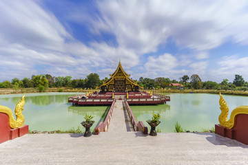 Naklejka premium Pa Lahan Sai temple , Buriram Province , Thailand( Foreign texts saying to commemorate the 2600 years of Buddha's Enlightment )