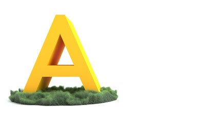 Letter A on grass