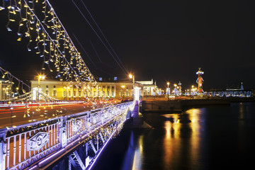 Fototapeta na wymiar Historical Center. New Year's Eve night view. St. Petersburg. Russia