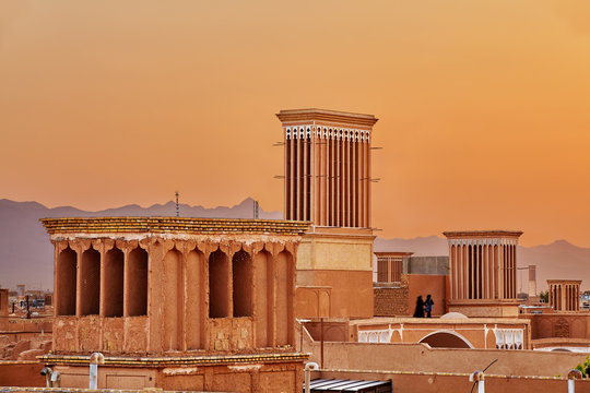 Tower Badgir used for natural ventilation of buildings, Yazd, Iran.