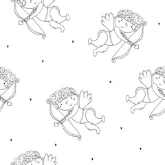 Seamless romantic pattern with cupids. Valentine's day or wedding background.