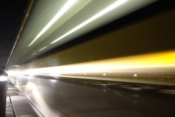 Fototapeta na wymiar train passage at night