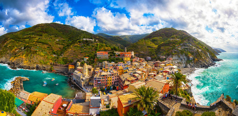 View on the old town of Vernazza, Italy