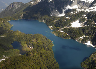 Aerial view of Lake Loverley - Rock Mountains - Canada