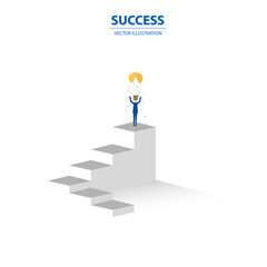 Businessman stands on the top of stairs, business concept of leadership, talent, outstanding, creative and power to lead the team become successful.