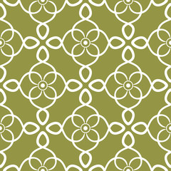 Olive green floral seamless pattern