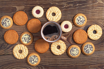 Fototapeta na wymiar Cup of coffee and biscuits