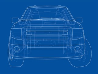 Car SUV drawing outline. Vector