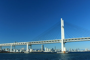 横浜ベイブリッジとみなとみらいの街並み