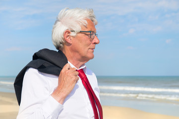 Business man at the beach