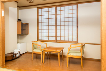 Japanese style room with traditional sliding windows