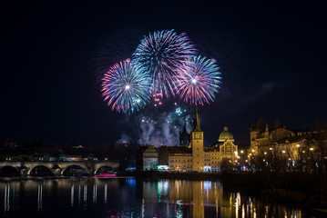 Prague New year`s fireworks 2018