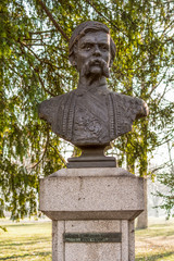 Belgrade, Serbia January 27, 2016: Memorial bust of Marko Miljanov Popovic at Kalemegdan, Belgrade. He was a Serbian national writer, commander and chief of the Kuci tribe.