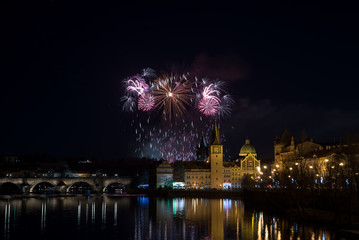 Prague New year's fireworks 2018