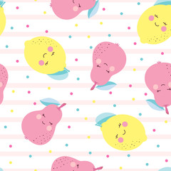 pattern with cute cartoon fruits