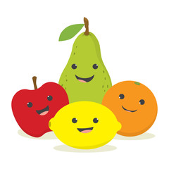 set with cute fruits