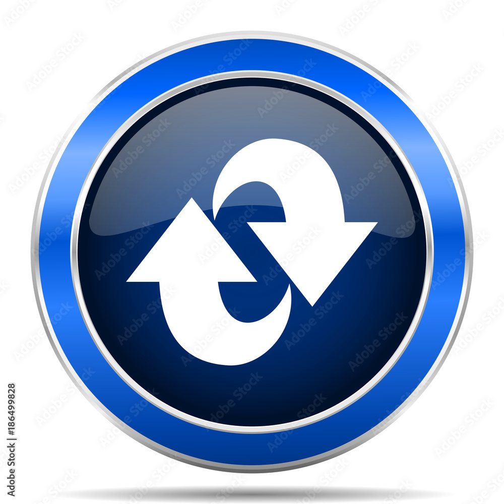 Poster Rotation vector icon. Modern design blue silver metallic glossy web and mobile applications button in eps 10
