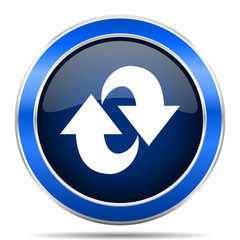 Rotation vector icon. Modern design blue silver metallic glossy web and mobile applications button in eps 10