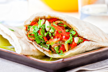 Doner kebab sandwich with vegetables