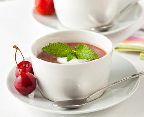 Traditional kissel served as dessert in a bowl