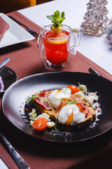 egg poached on toast with tea