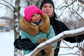 couple of  lovers in winter