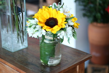 flower arrangement with sunflower