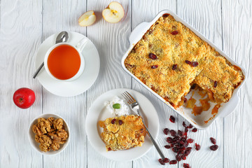 breakfast set -  apple crumble and tea