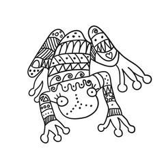 Stylized frog isolated on white background.  Freehand ornamental frog for children coloring book.