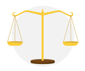 Golden scales of justice. Sign of the court