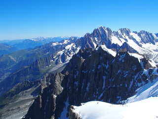 Alpine mountains range landscape in beauty French ALPS seen from Aiguille du Midi at CHAMONIX MONT BLANC