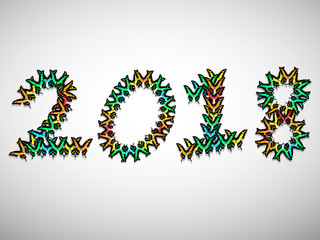 inscription 2018 consisting of multi-colored butterflies