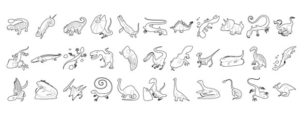 Reptile icon set, outline style © ylivdesign