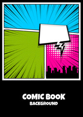 Color comics book cover vertical backdrop