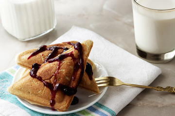 Homemade cookies and milk on the table, food
