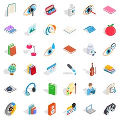 Student icons set, isometric style