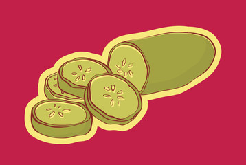 Illustration of sliced cucumber