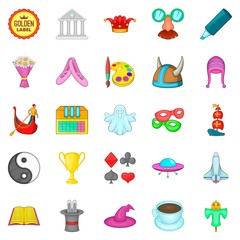 Originative icons set, cartoon style