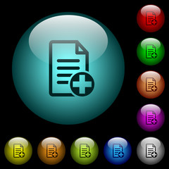 Add new document icons in color illuminated glass buttons
