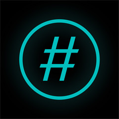 Obraz premium Neon Button rund - Hashtag