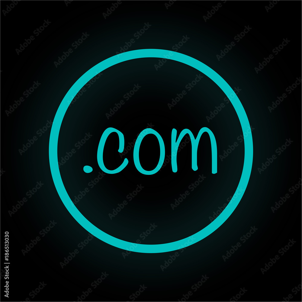 Wall mural Neon Button rund - .com-Domain kreativ