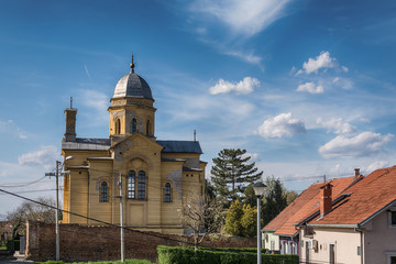 Fototapeta na wymiar Belgrade, Serbia Marth 31, 2016: The church of St. Dimitrija or better known as Haris's chapel is the temple of the Serbian Orthodox Church in Zemun, Belgrade. 