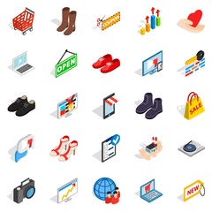 Smart advertising icons set, isometric style