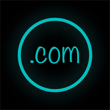 Neon Button rund - .com-Domain kreativ