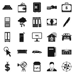 Credit icons set, simple style
